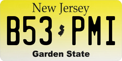 NJ license plate B53PMI