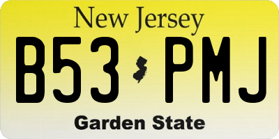 NJ license plate B53PMJ