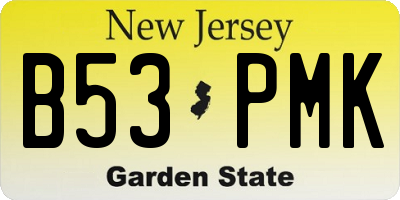 NJ license plate B53PMK