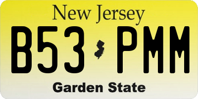 NJ license plate B53PMM