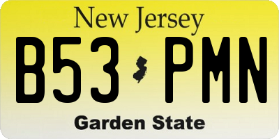 NJ license plate B53PMN