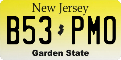 NJ license plate B53PMO