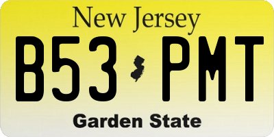 NJ license plate B53PMT