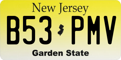 NJ license plate B53PMV