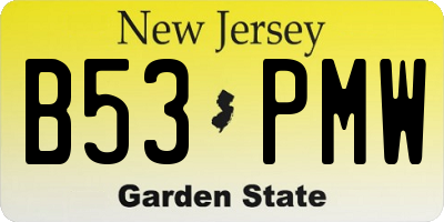 NJ license plate B53PMW
