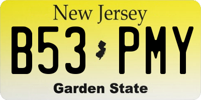 NJ license plate B53PMY
