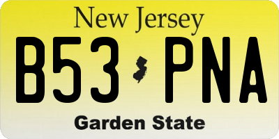 NJ license plate B53PNA