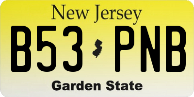 NJ license plate B53PNB
