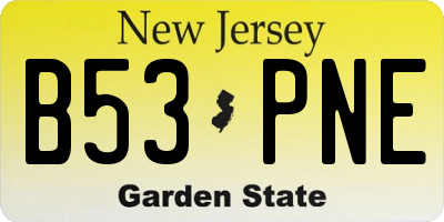 NJ license plate B53PNE
