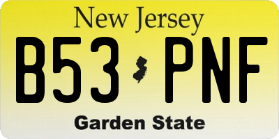 NJ license plate B53PNF