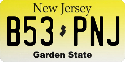 NJ license plate B53PNJ