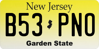 NJ license plate B53PNO