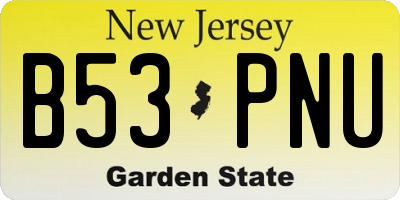 NJ license plate B53PNU