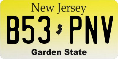 NJ license plate B53PNV