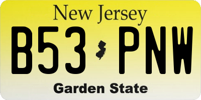 NJ license plate B53PNW