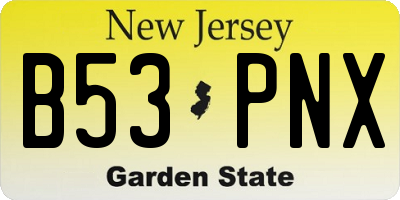 NJ license plate B53PNX