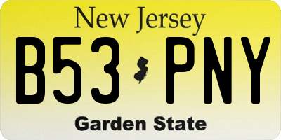 NJ license plate B53PNY