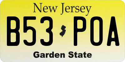 NJ license plate B53POA