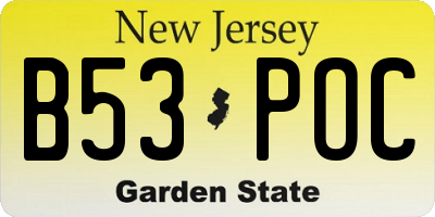 NJ license plate B53POC