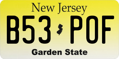 NJ license plate B53POF