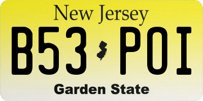 NJ license plate B53POI