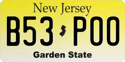 NJ license plate B53POO