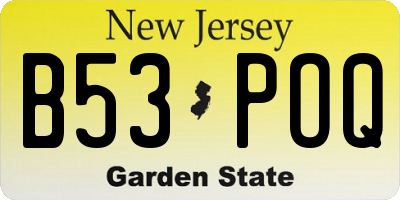 NJ license plate B53POQ