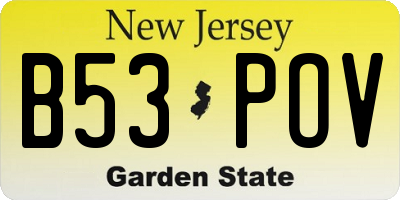 NJ license plate B53POV