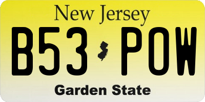 NJ license plate B53POW
