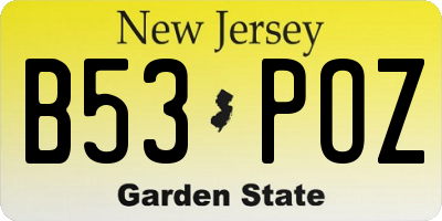 NJ license plate B53POZ