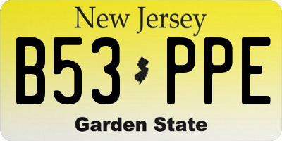 NJ license plate B53PPE