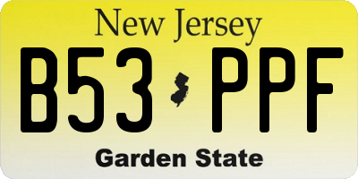 NJ license plate B53PPF