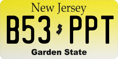 NJ license plate B53PPT