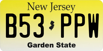 NJ license plate B53PPW