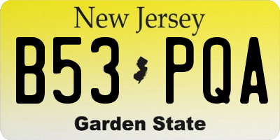 NJ license plate B53PQA