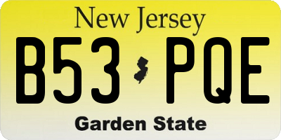 NJ license plate B53PQE