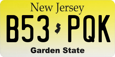 NJ license plate B53PQK