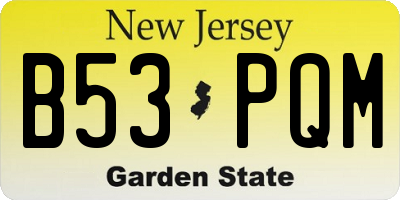 NJ license plate B53PQM