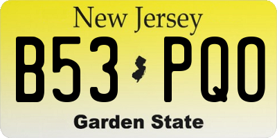 NJ license plate B53PQO