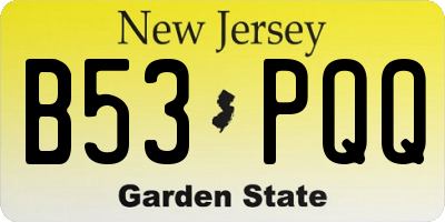 NJ license plate B53PQQ