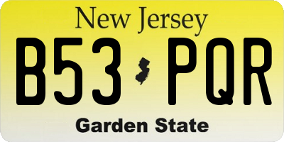 NJ license plate B53PQR