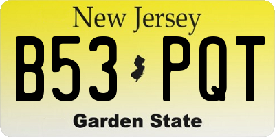 NJ license plate B53PQT