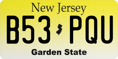 NJ license plate B53PQU