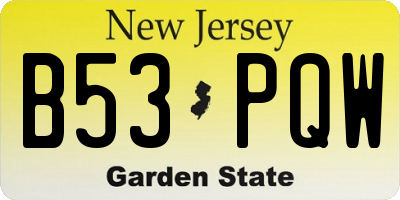 NJ license plate B53PQW