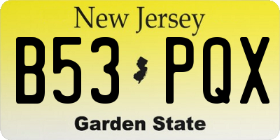 NJ license plate B53PQX
