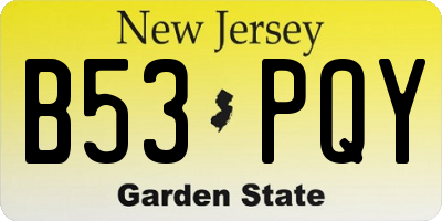 NJ license plate B53PQY