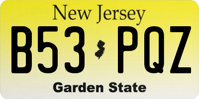NJ license plate B53PQZ