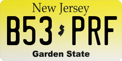 NJ license plate B53PRF