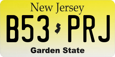 NJ license plate B53PRJ