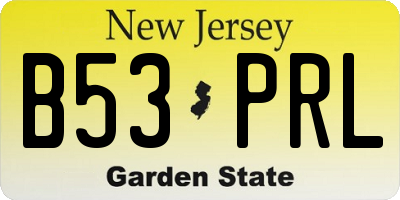 NJ license plate B53PRL